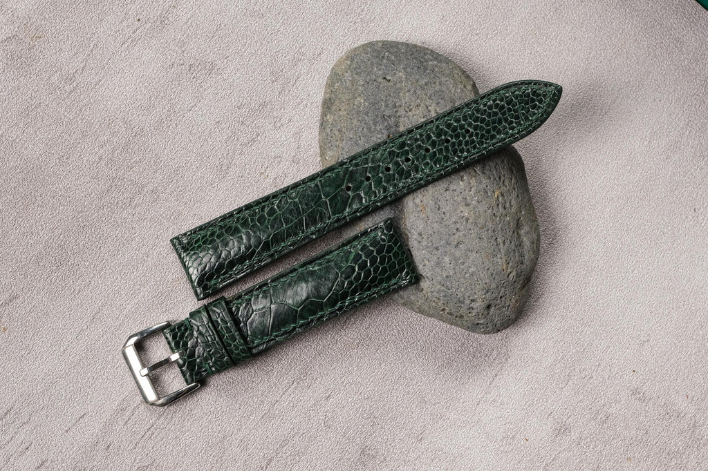 dark green ostrich leather watch strap – photo 4