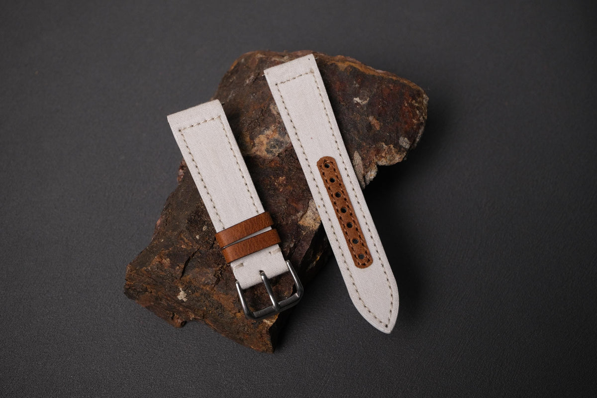 white canvas leather watch strap – photo 6
