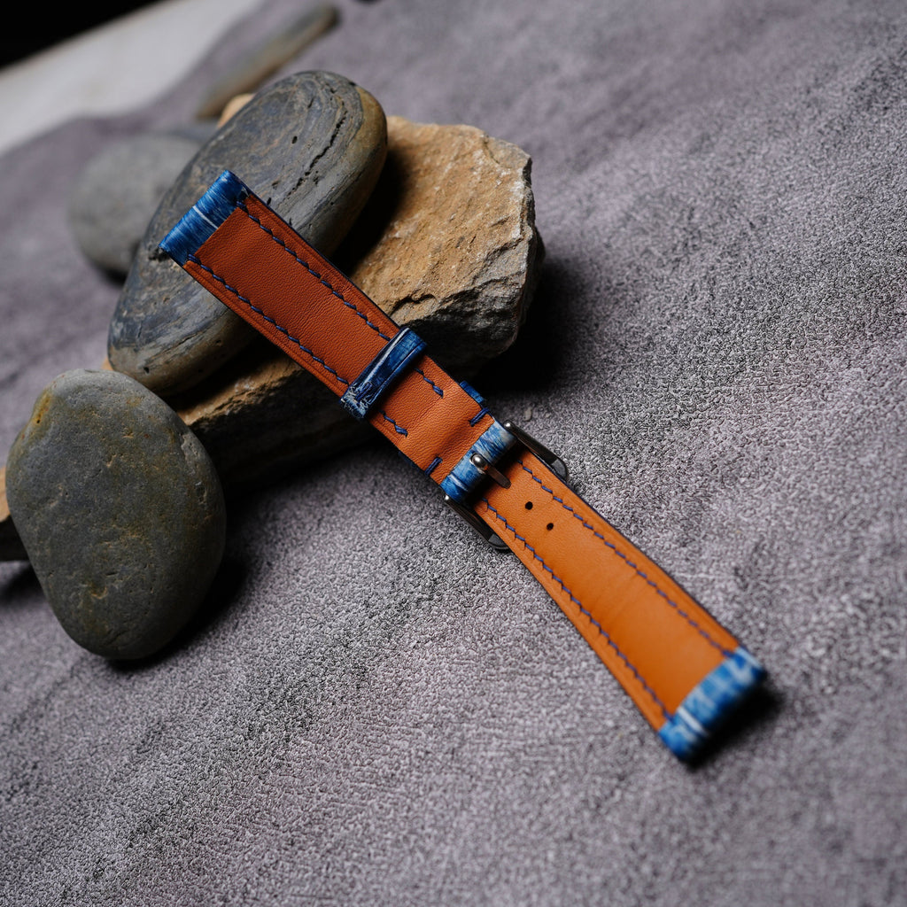 patina blue & light blue alligator leather watch strap – photo 6