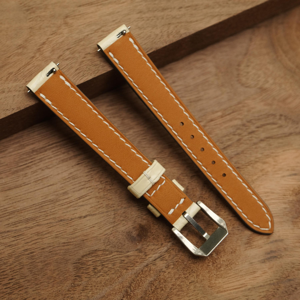 cream alligator leather watch strap – photo 7