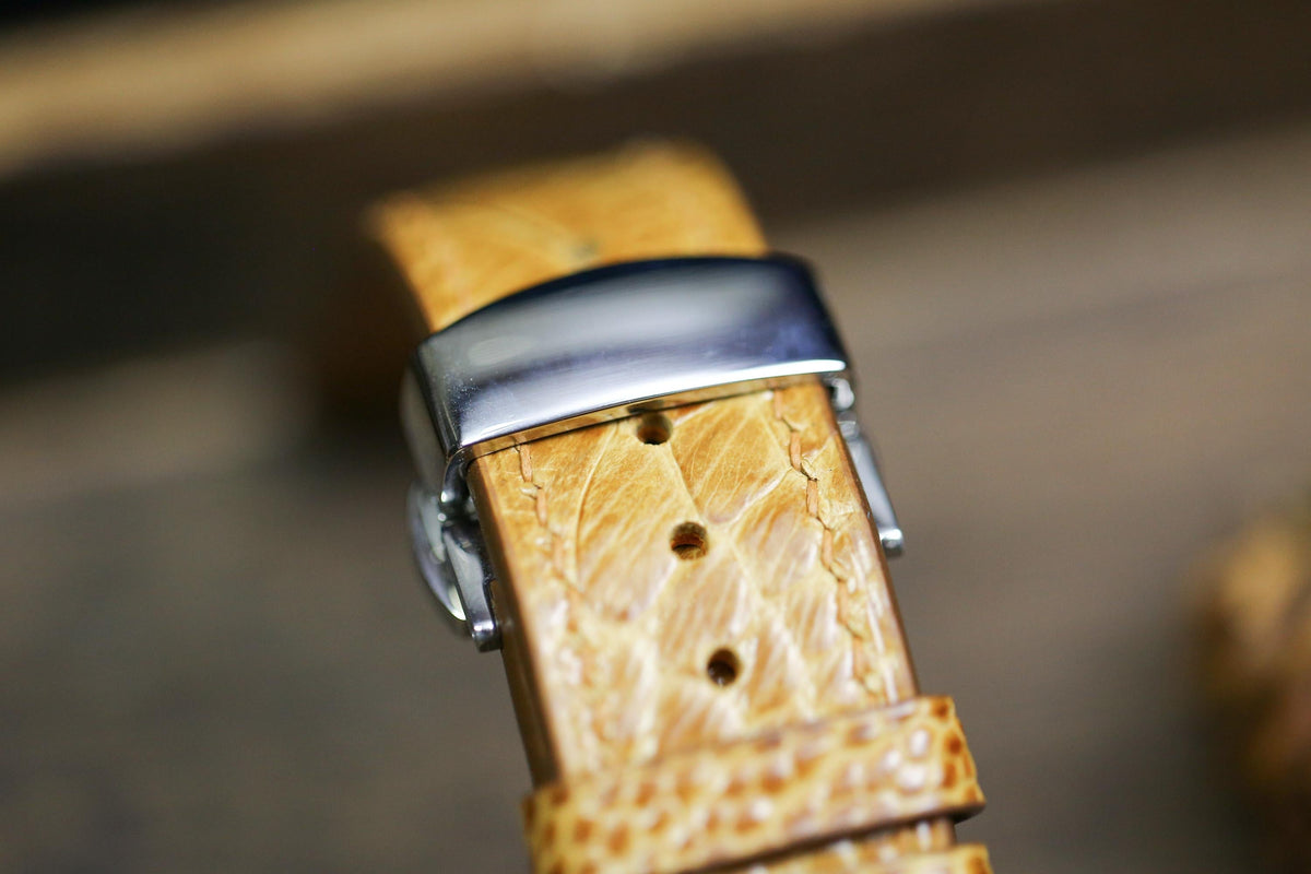 honey ostrich leg leather watch strap – photo 5