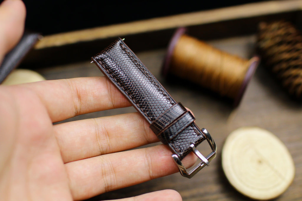 dark brown lizard leather watch strap – photo 5