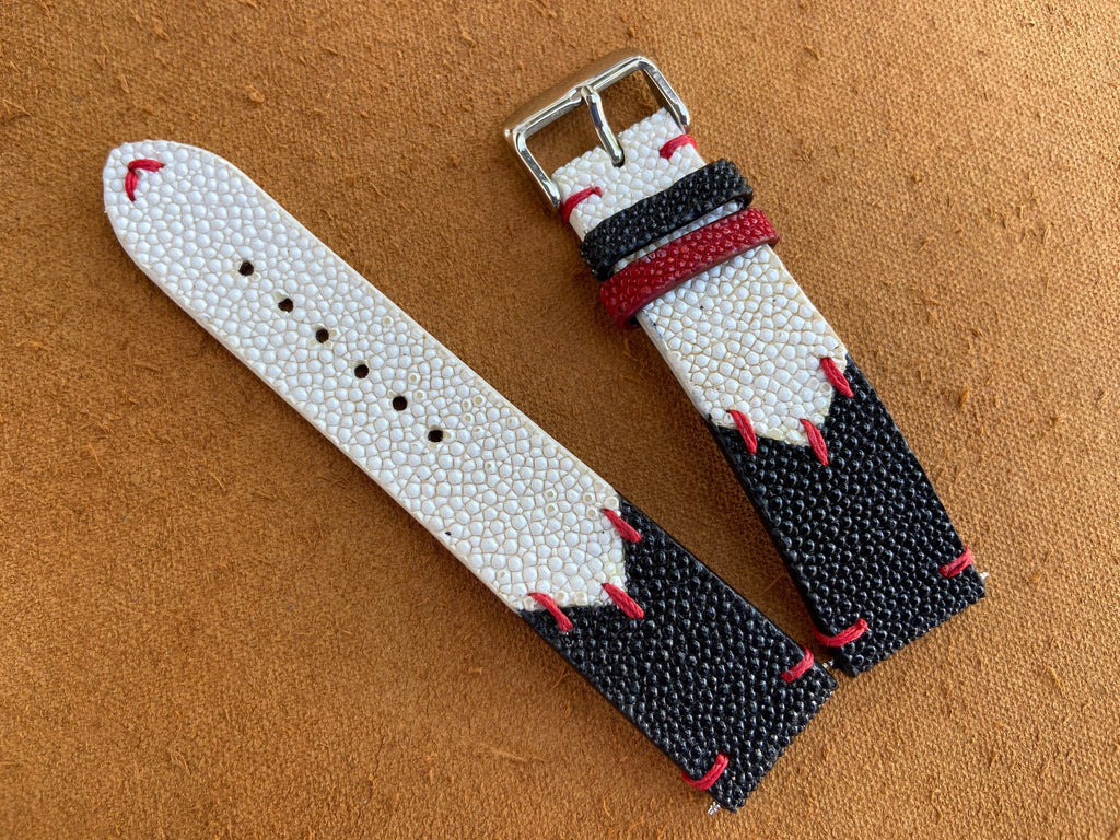 black & white stingray leather watch strap – photo 8