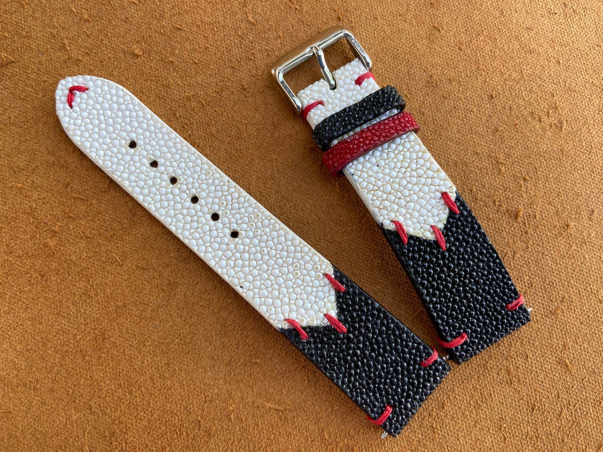 black & white stingray leather watch strap – photo 8