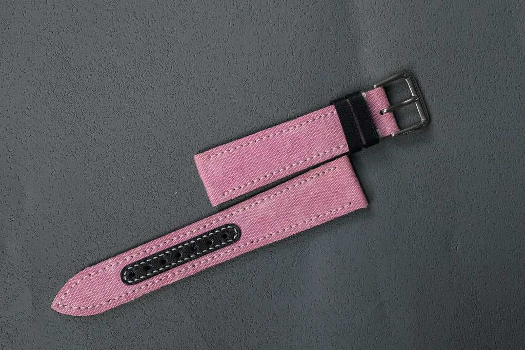 pink canvas leather watch strap – photo 8
