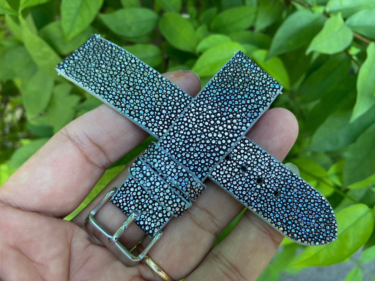 silver stingray leather watch strap – photo 8
