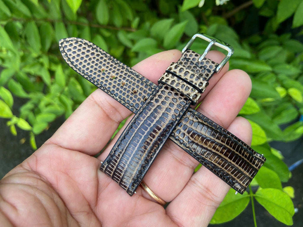gray & black lizard leather watch strap – photo 8
