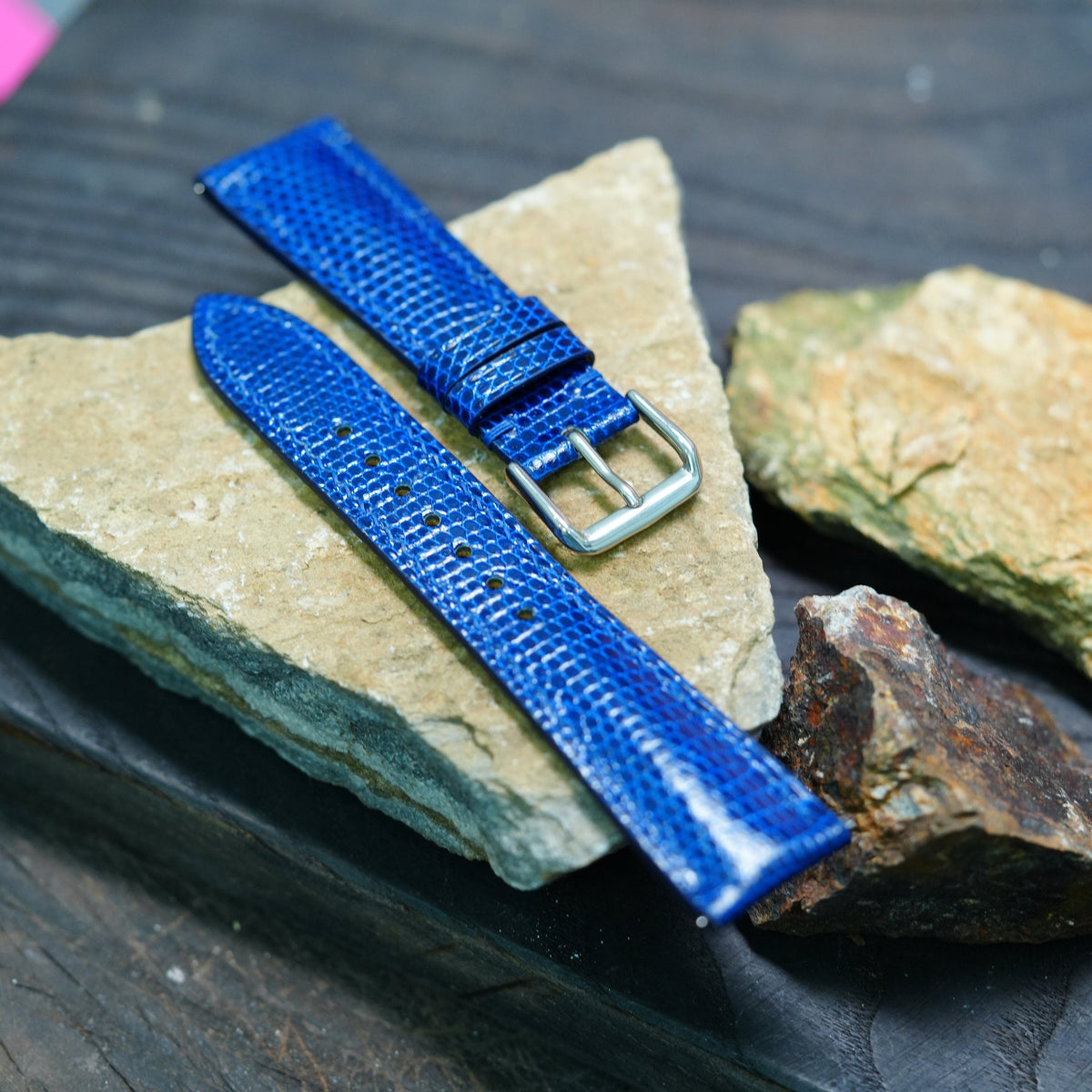 dark blue lizard leather watch strap – photo 7