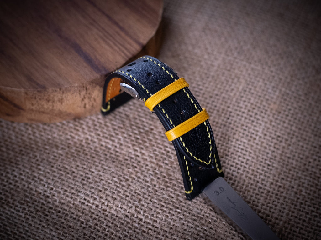 black & yellow vachetta leather watch strap – photo 8