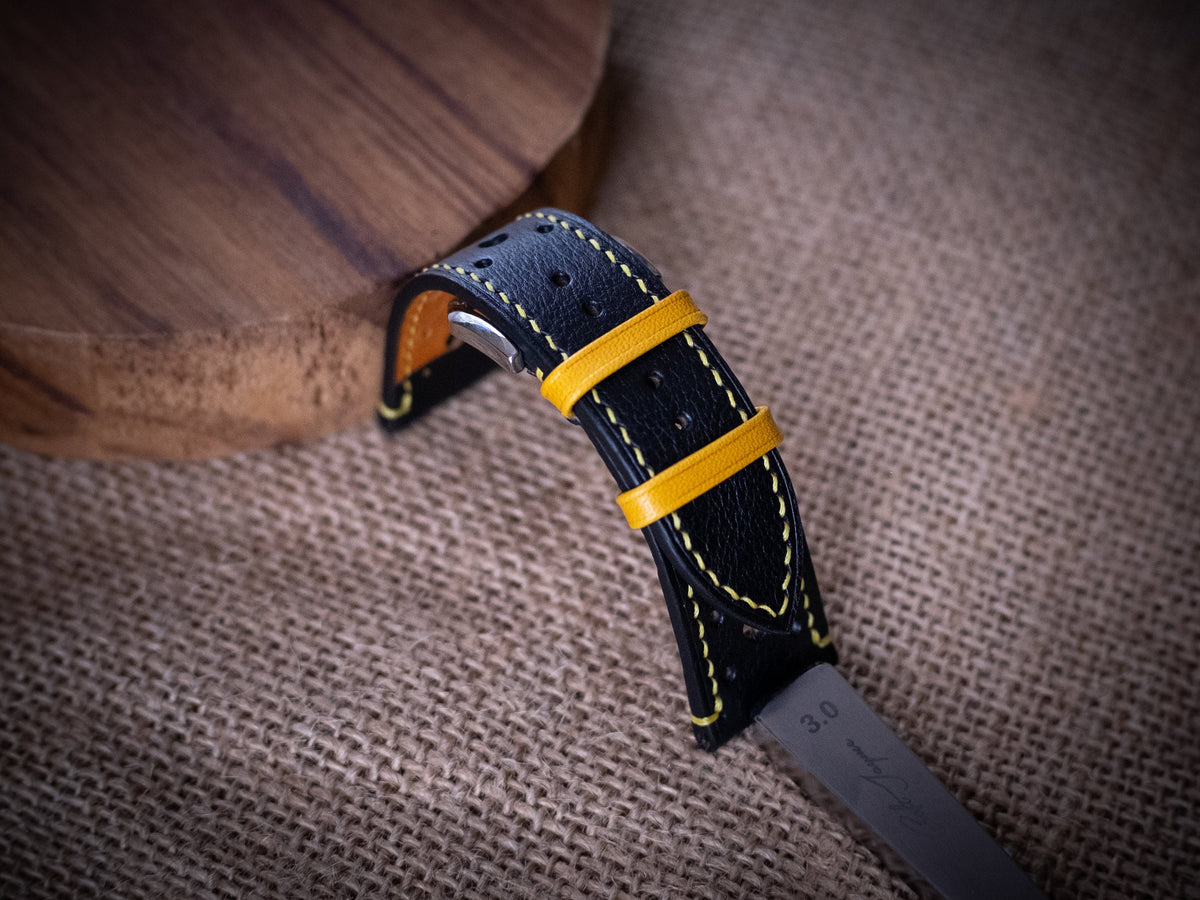 black & yellow vachetta leather watch strap – photo 8