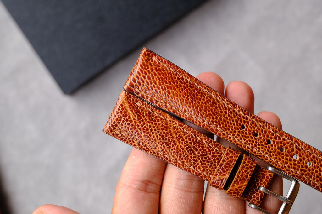 cognac ostrich leg leather watch strap – photo 5
