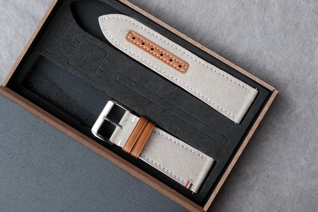 greige canvas leather watch strap – photo 8