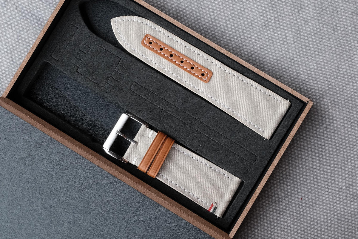 greige canvas leather watch strap – photo 8