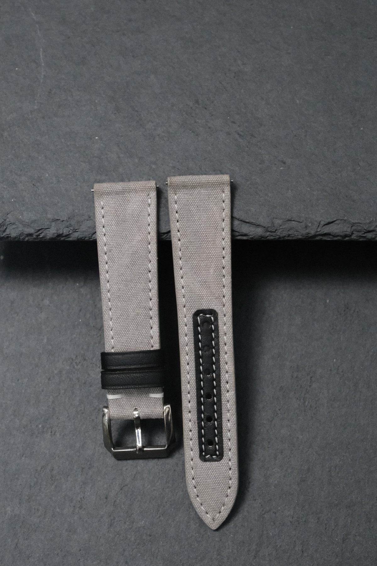 grey canvas leather watch strap – photo 4