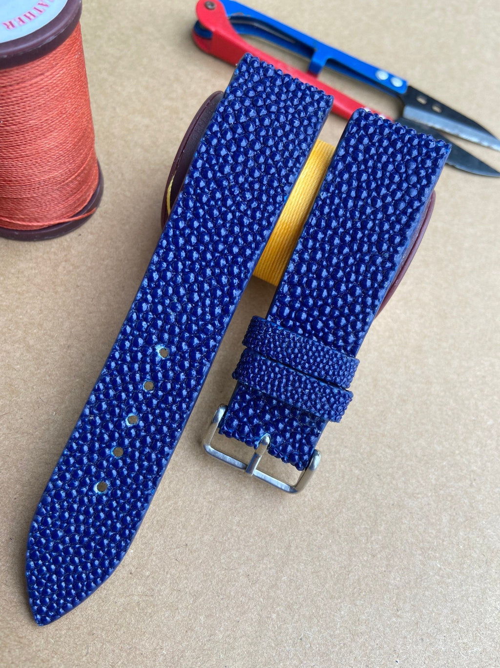 navy blue stingray leather watch strap – photo 8