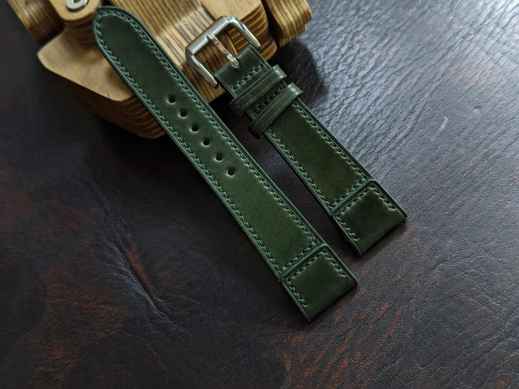 dark green shell cordovan leather watch strap – photo 8