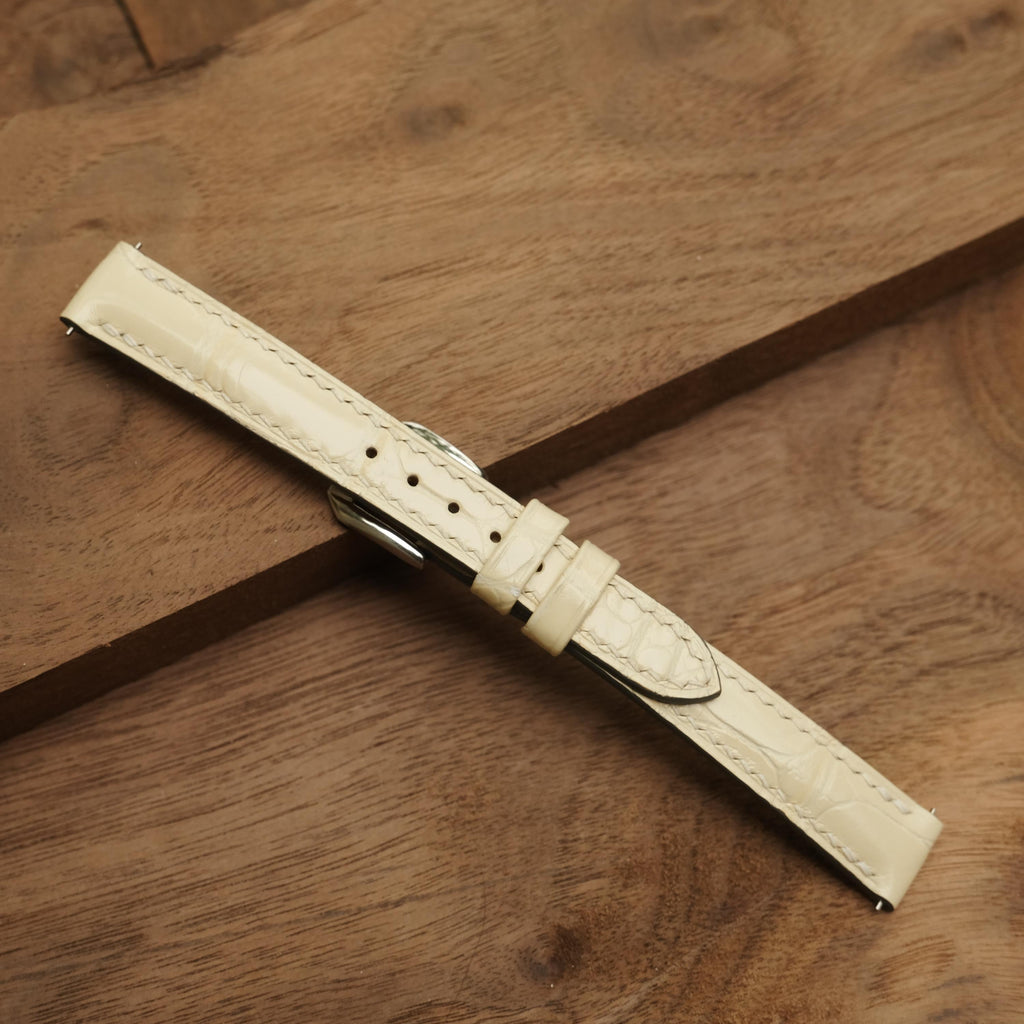 cream alligator leather watch strap – photo 8