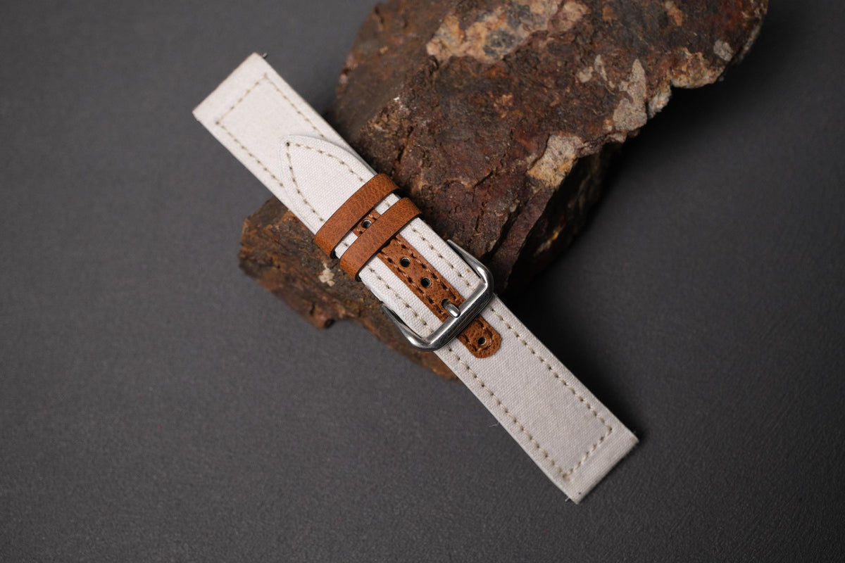 white canvas leather watch strap – photo 7