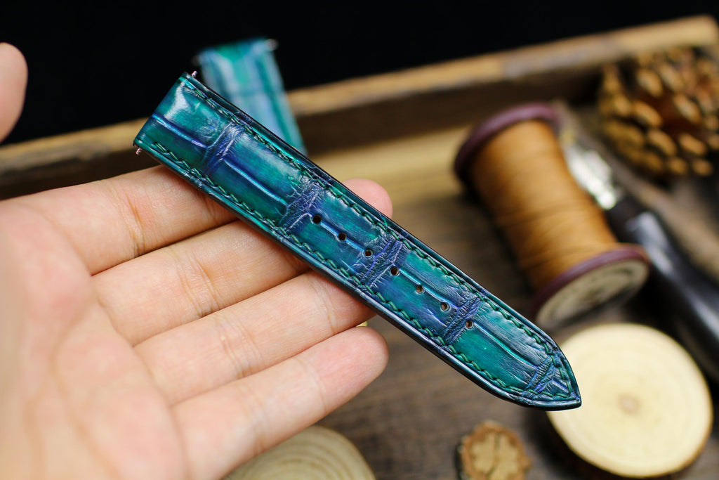 aqua green alligator leather watch strap – photo 6