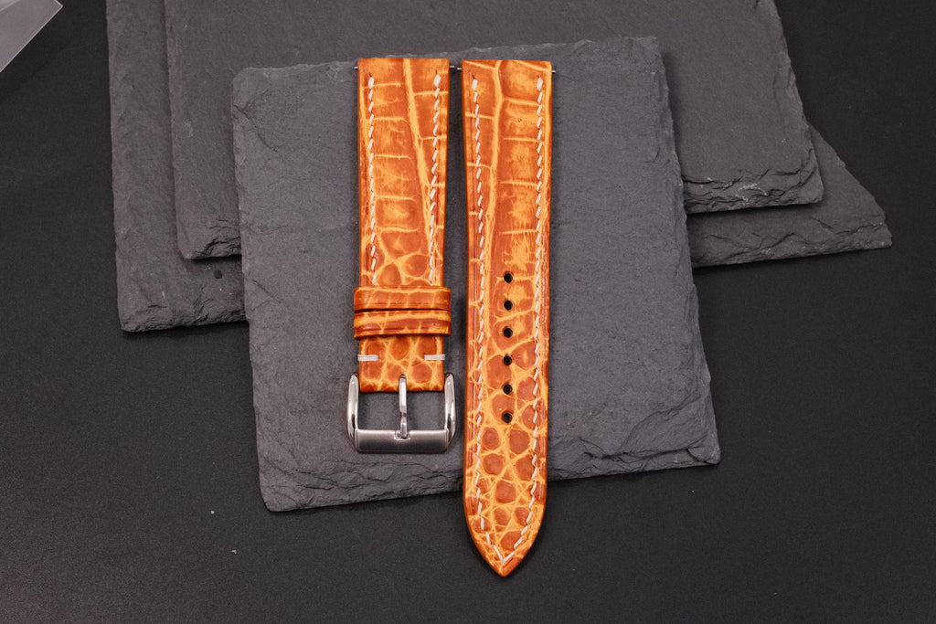 patina orange alligator leather watch strap – photo 4