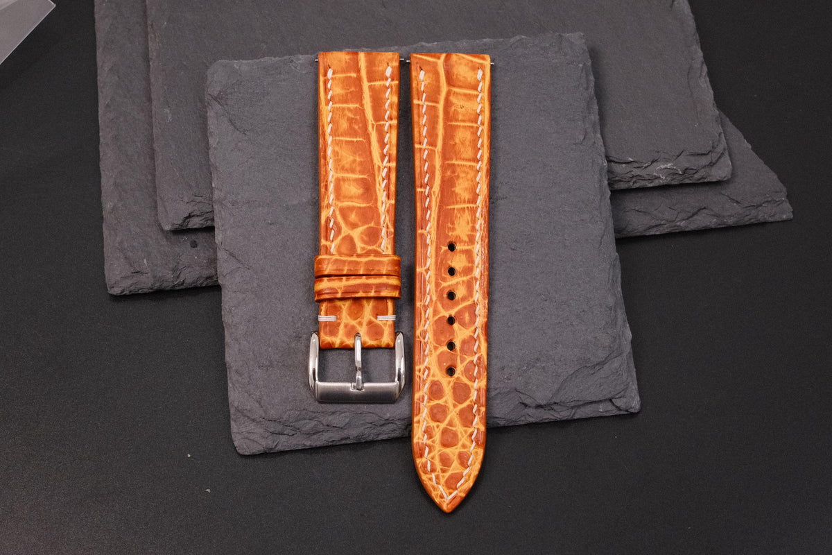 patina orange alligator leather watch strap – photo 4