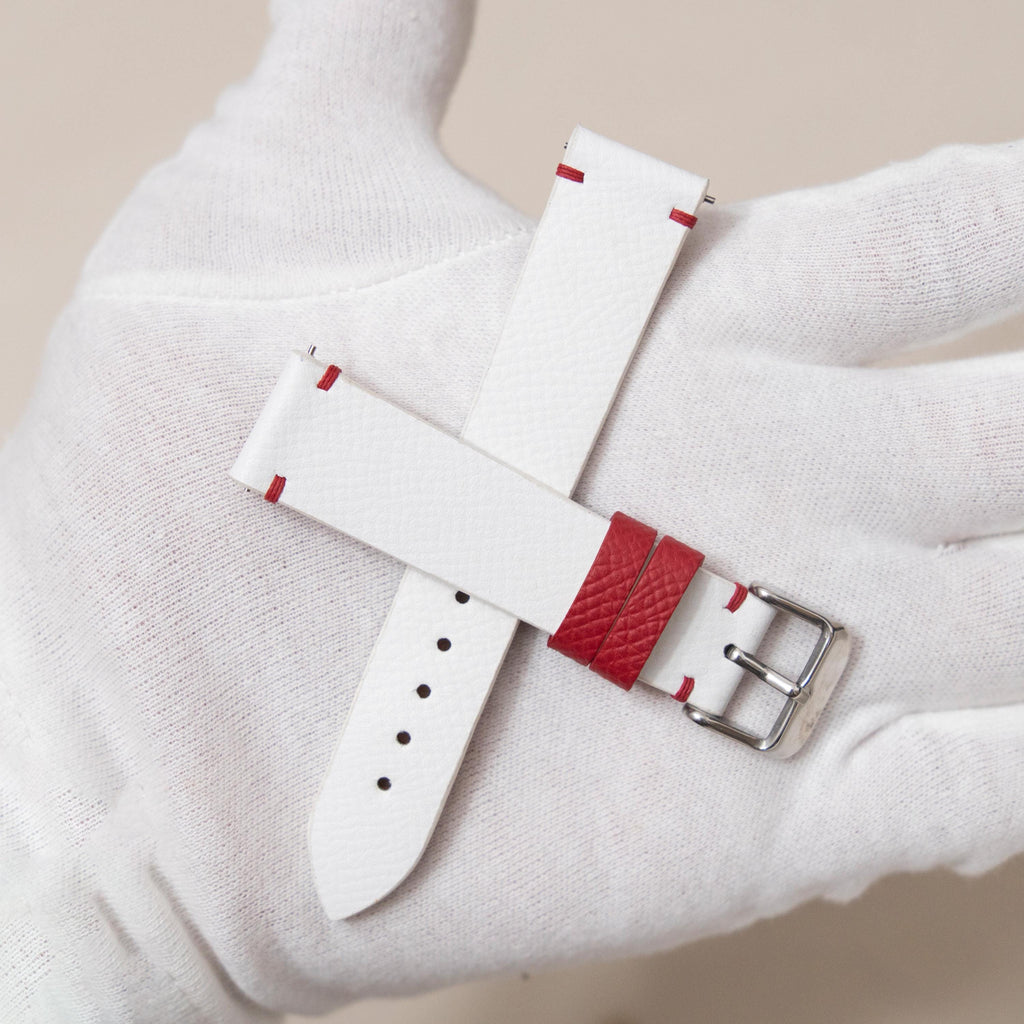 white & red epsom leather watch strap – photo 8