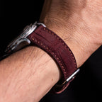 burgundy nubuck leather watch strap – photo 8