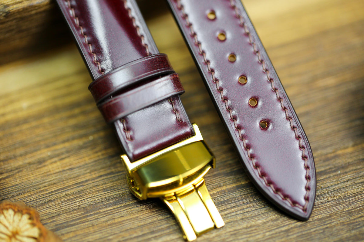 cherry brown shell cordovan leather watch strap – photo 7