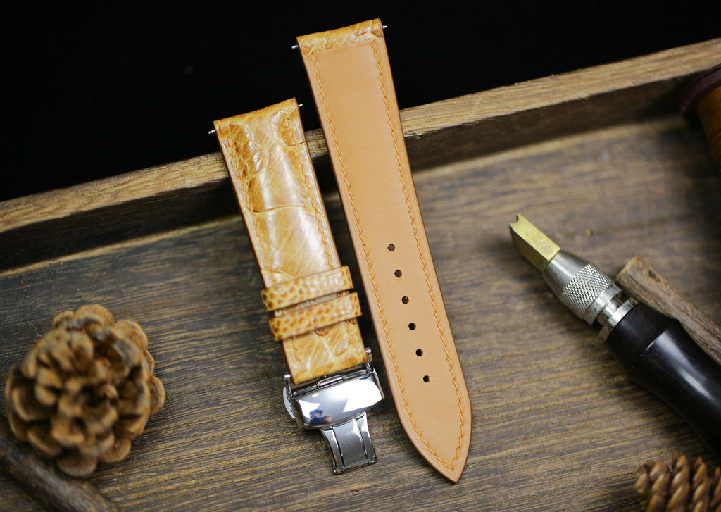 honey ostrich leg leather watch strap – photo 7