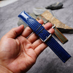 olive & blue lizard leather watch strap – photo 8