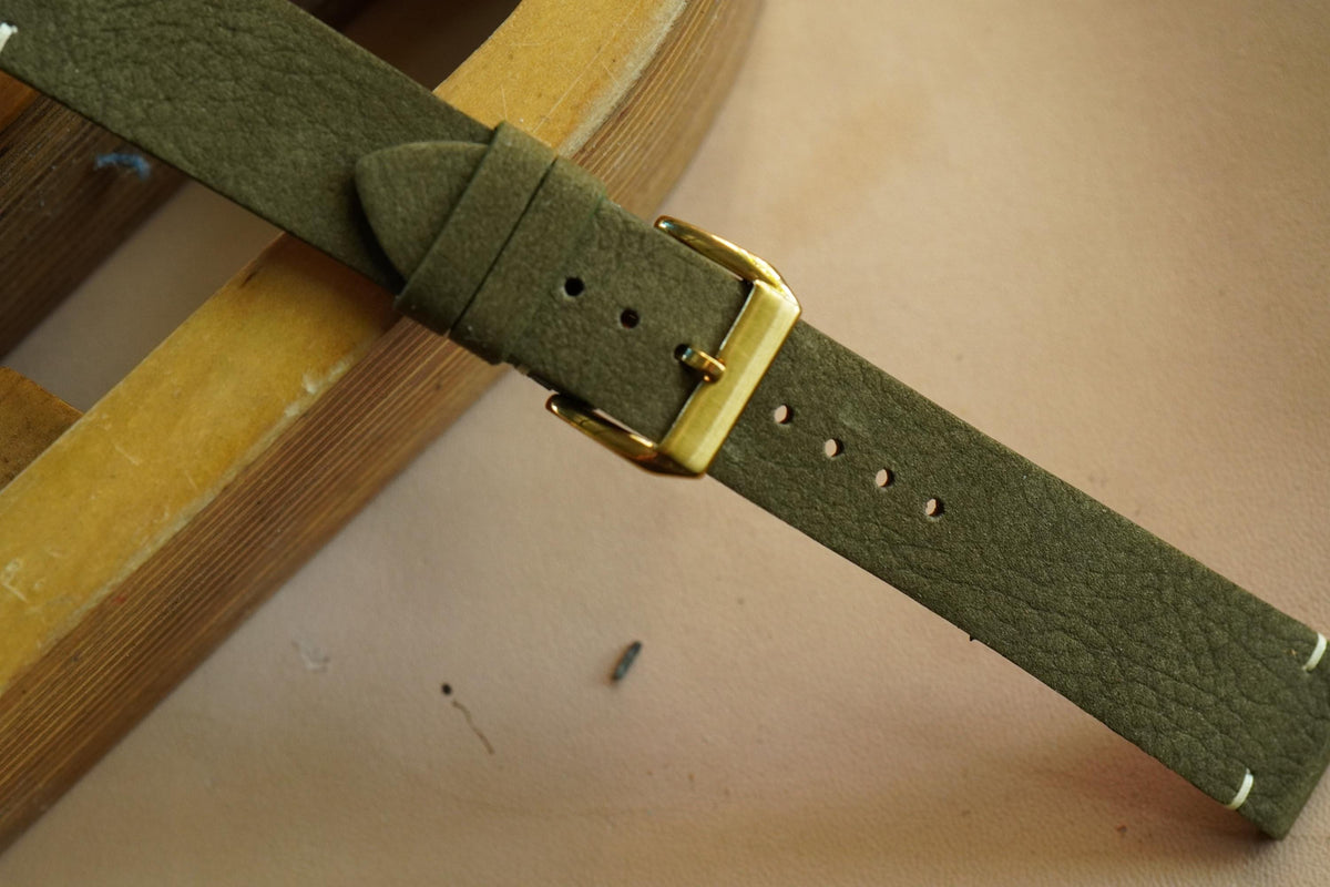 olive nubuck leather watch strap – photo 8