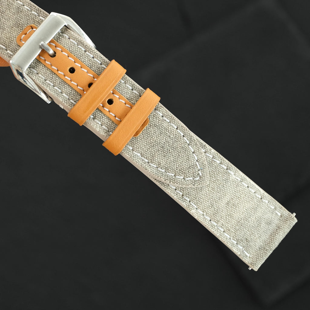 green grey & tan canvas leather watch strap – photo 8
