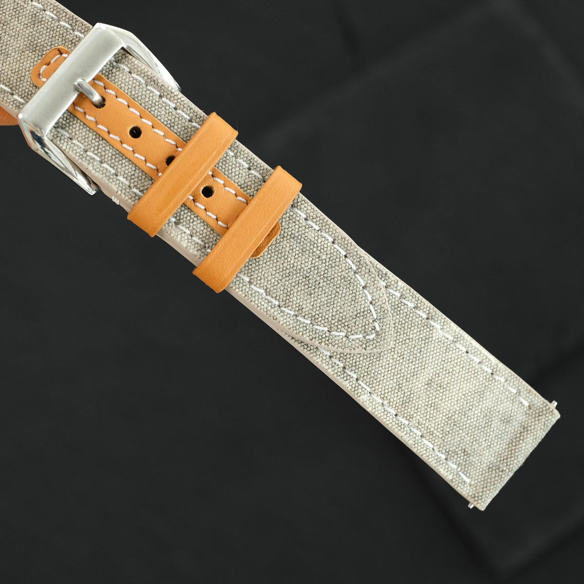 green grey & tan canvas leather watch strap – photo 8