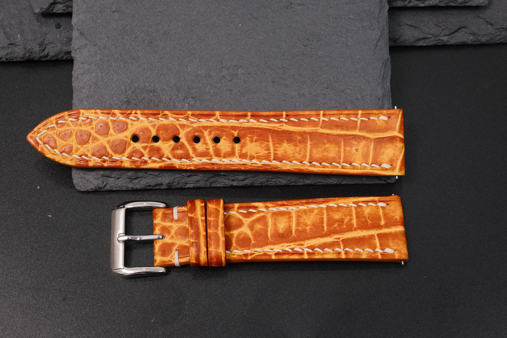 patina orange alligator leather watch strap – photo 5