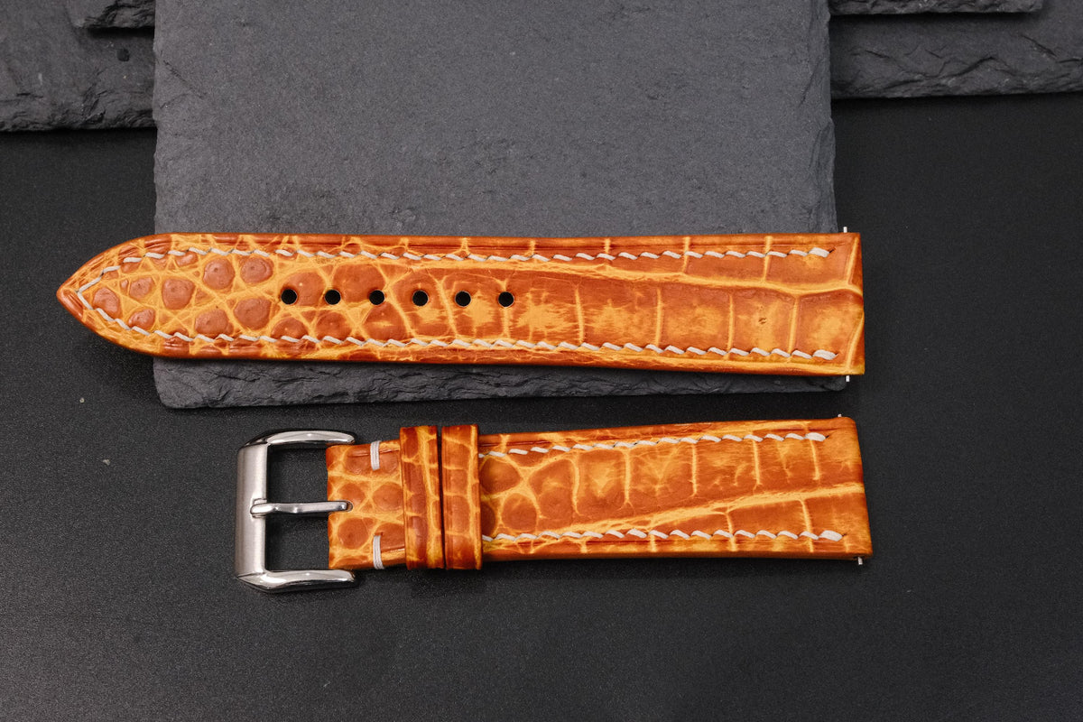 patina orange alligator leather watch strap – photo 5