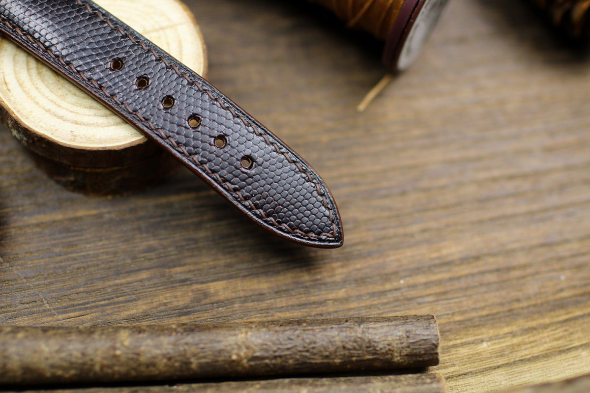 dark brown lizard leather watch strap – photo 7