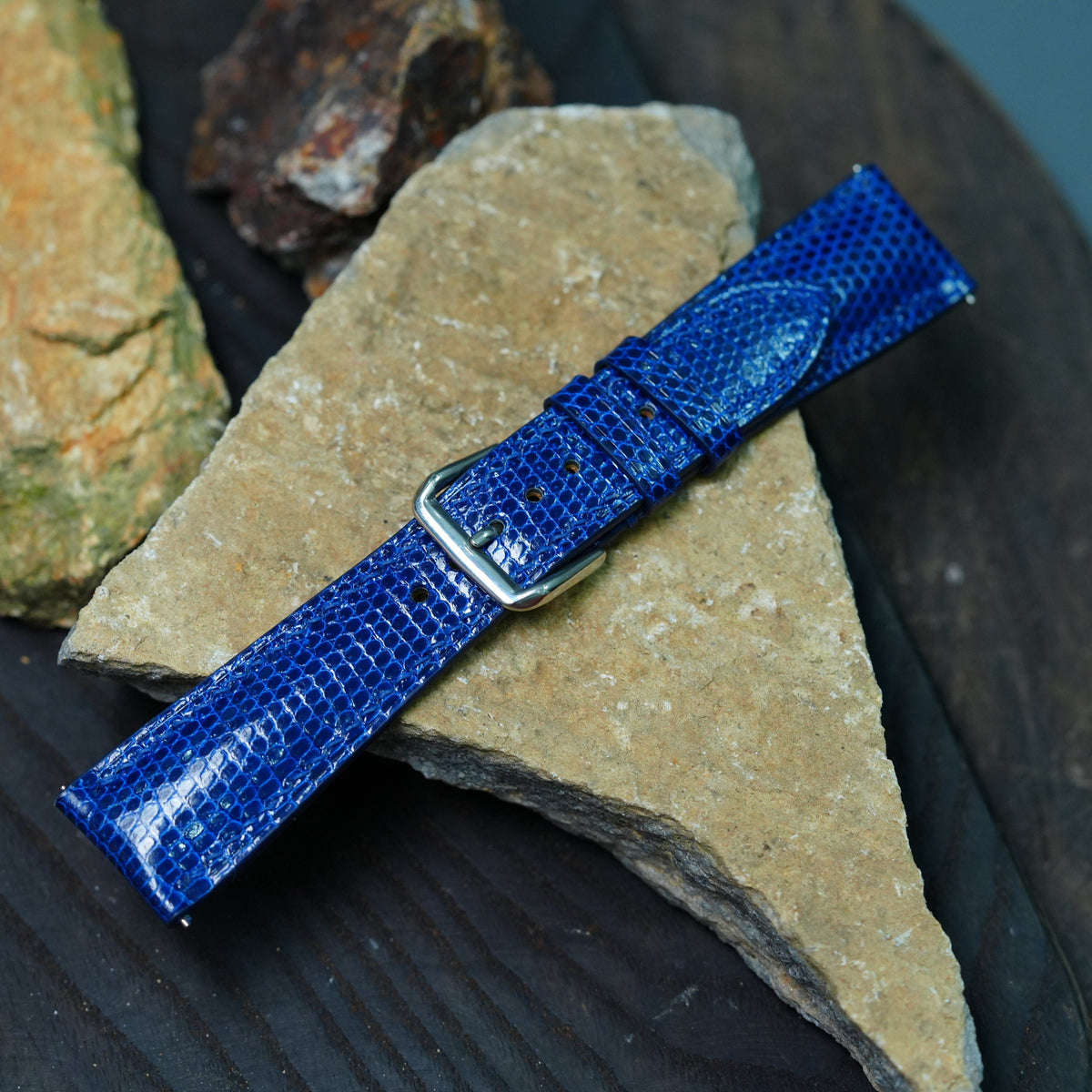 dark blue lizard leather watch strap – photo 8