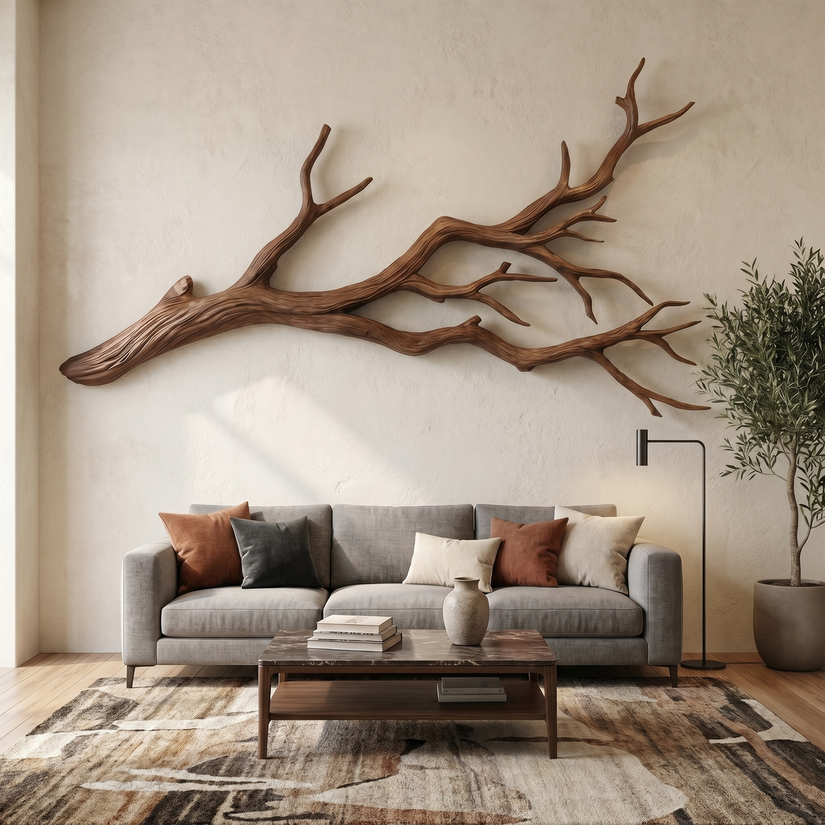 Natural Tree Root Wall Sculpture with Flowing Organic Form