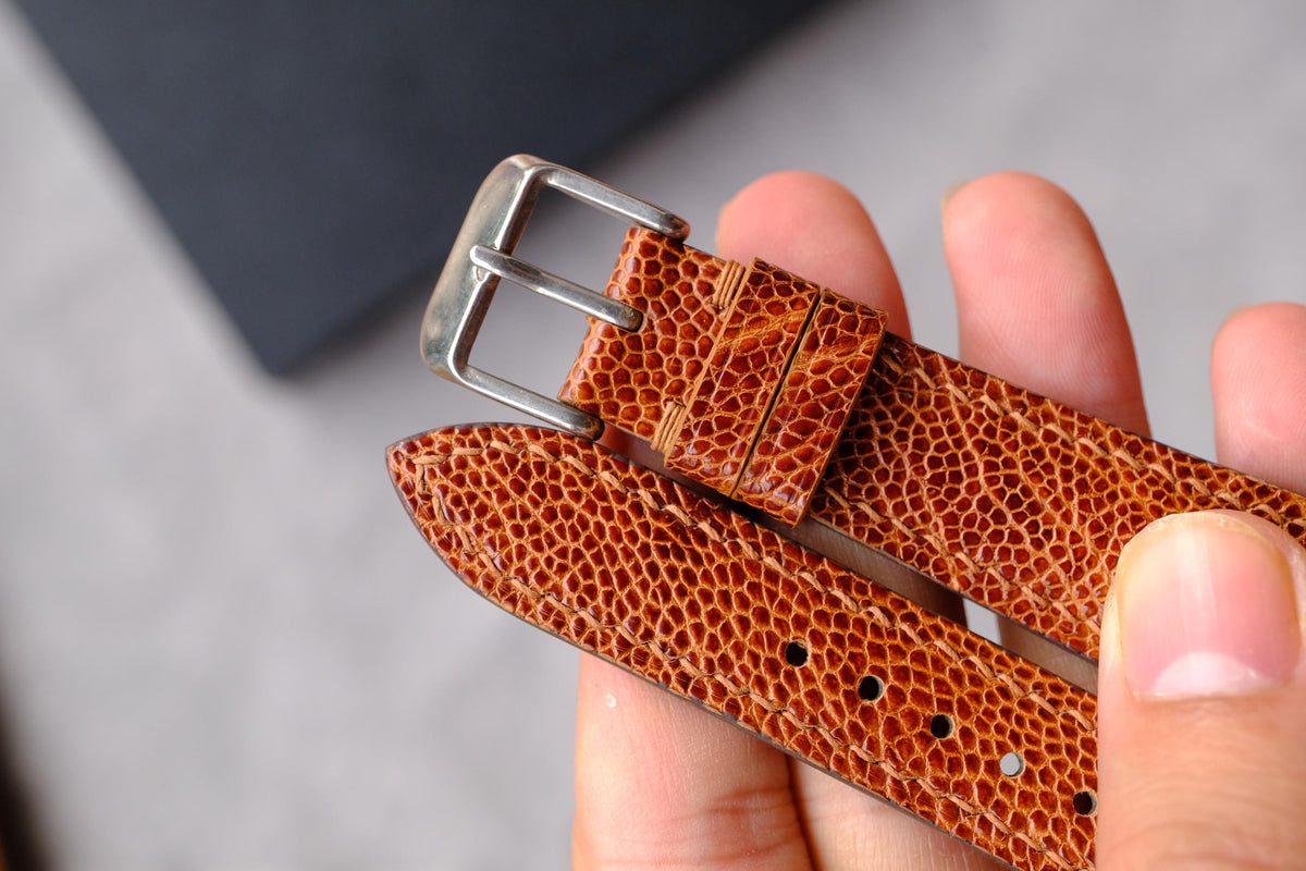 cognac ostrich leg leather watch strap – photo 7