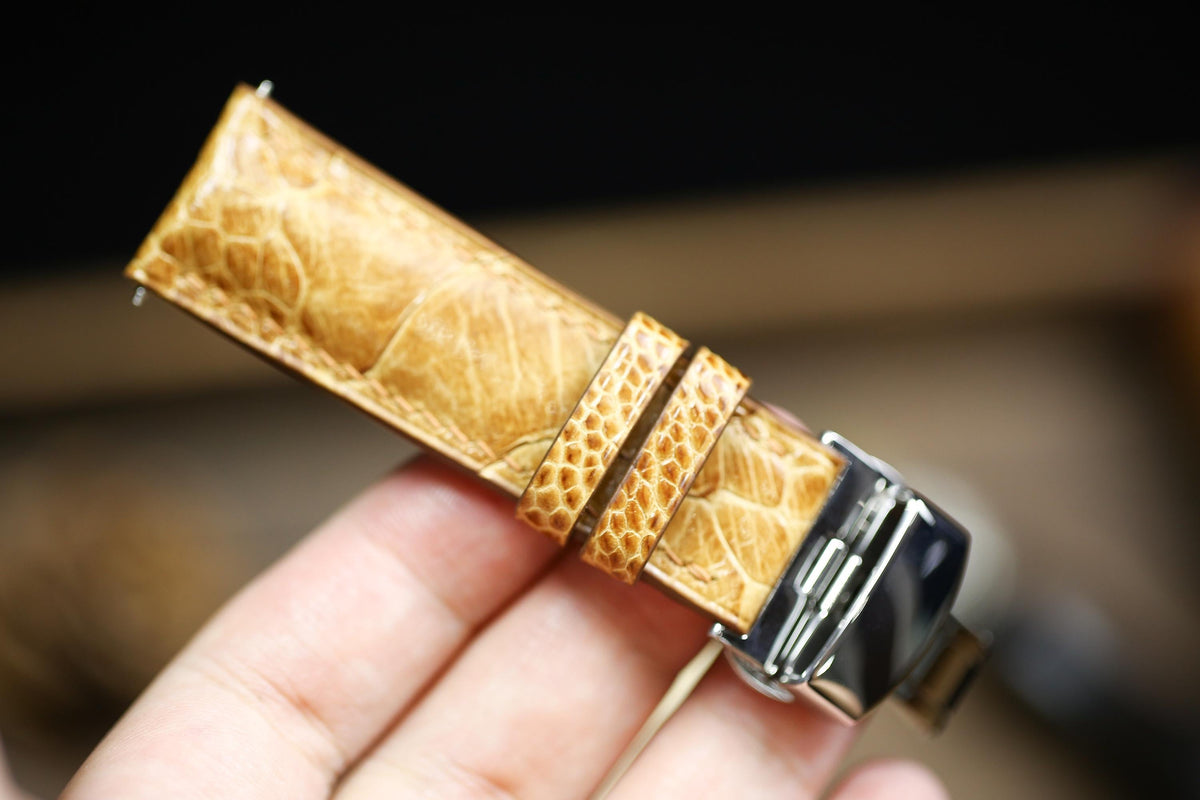 honey ostrich leg leather watch strap – photo 8