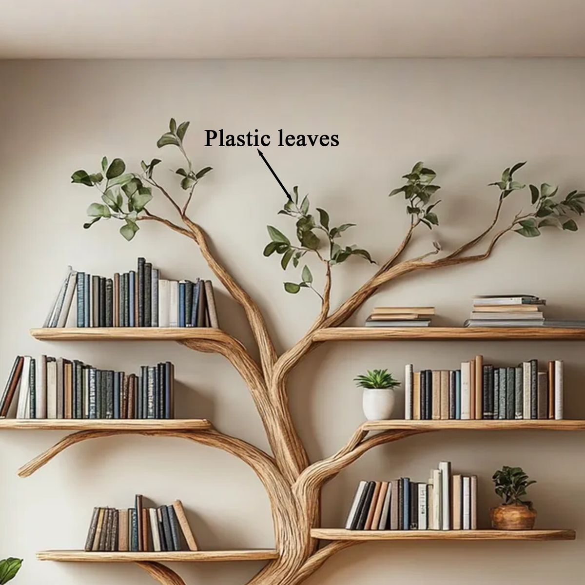 Driftwood Branch Floating Wall Shelf with Tree Design - view 6