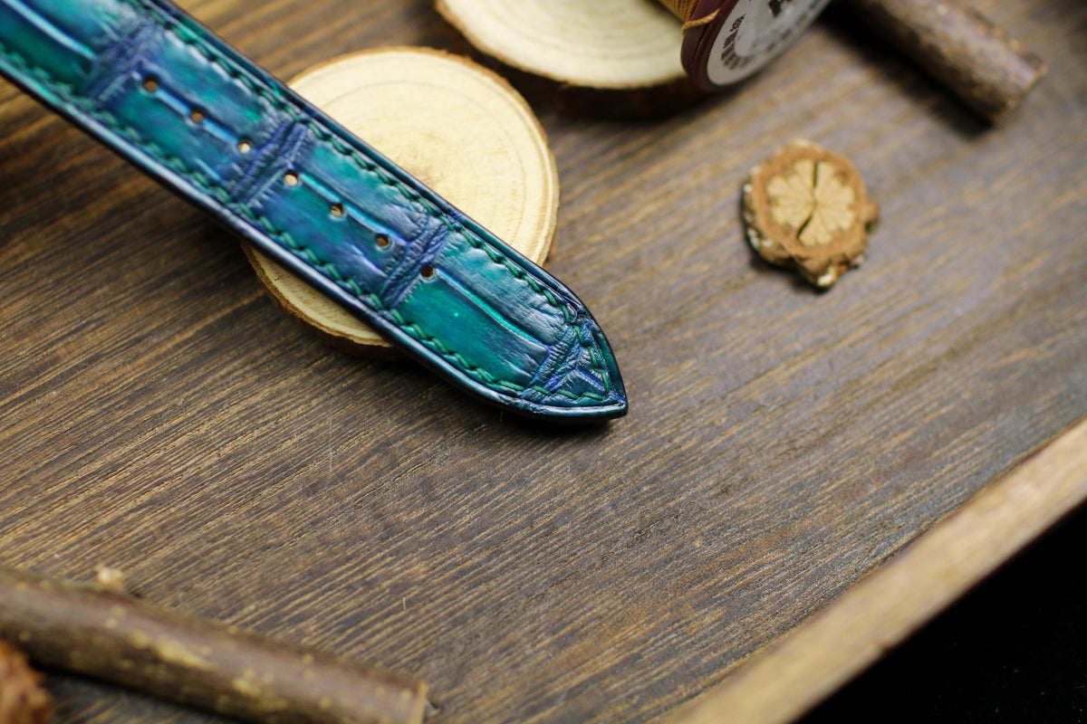aqua green alligator leather watch strap – photo 8