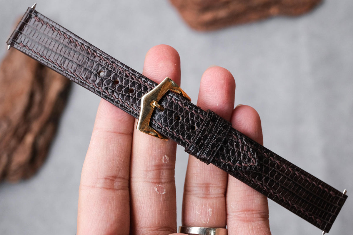 dark brown teju lizard leather watch strap – photo 7