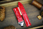 bright red alligator leather watch strap – photo 8