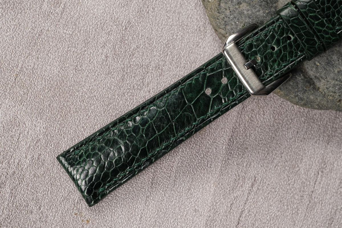 dark green ostrich leather watch strap – photo 7