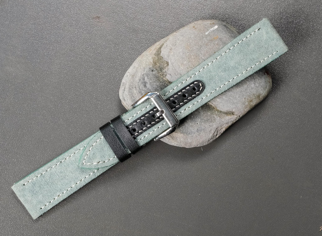 greyish blue canvas leather watch strap – photo 8