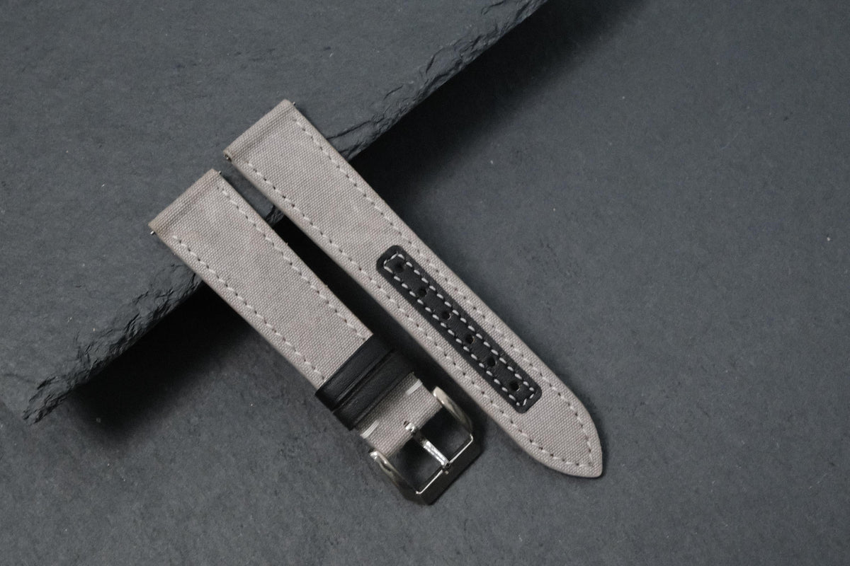 grey canvas leather watch strap – photo 6