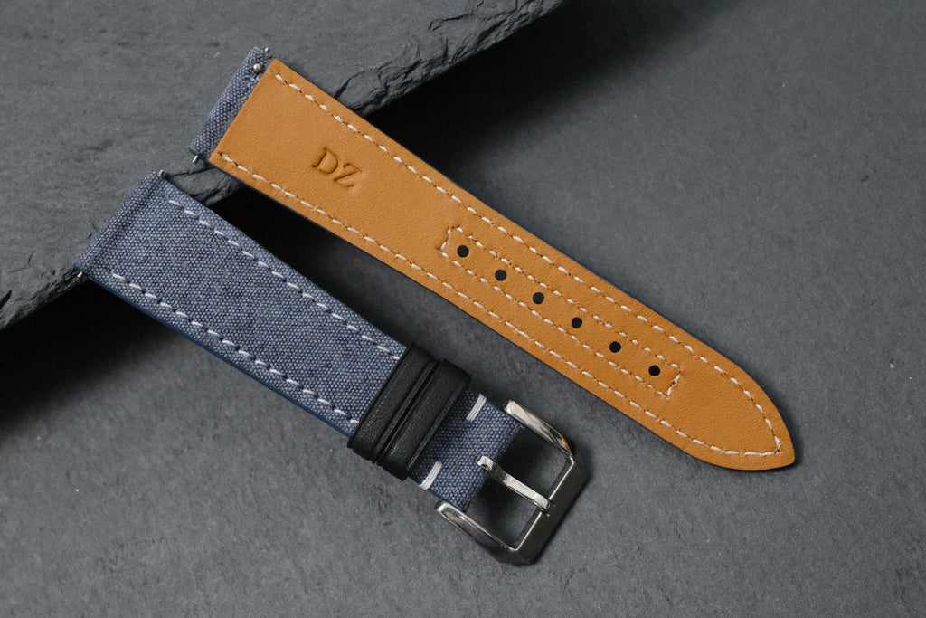 blue gray canvas leather watch strap – photo 7