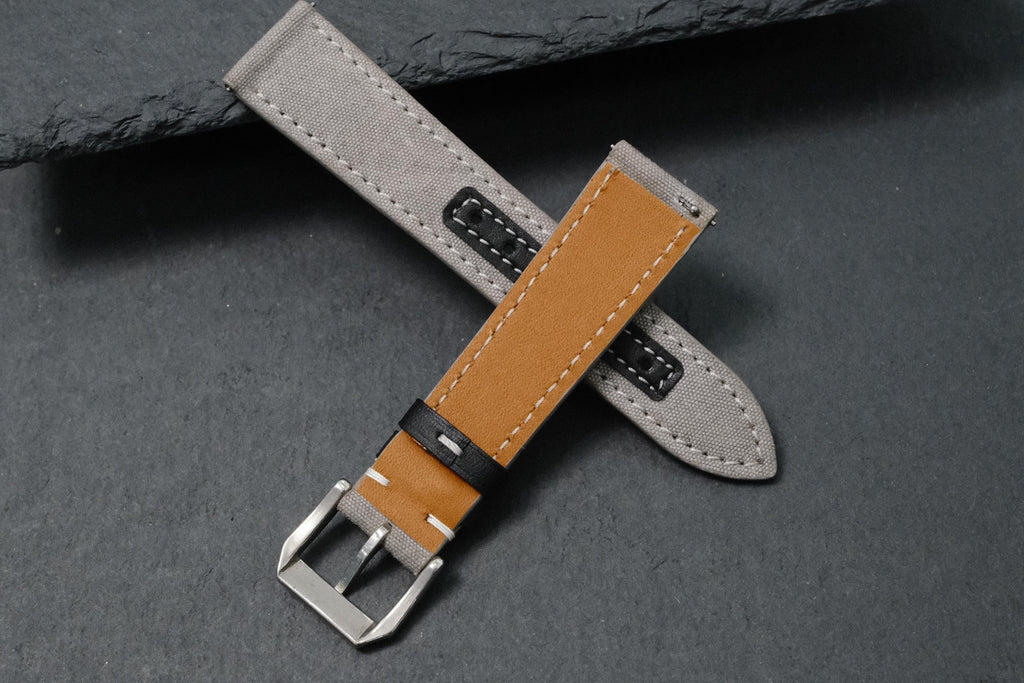 grey canvas leather watch strap – photo 7
