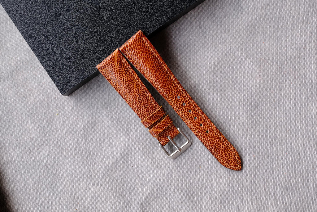 cognac ostrich leg leather watch strap – photo 8